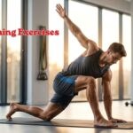 Person performing best stretching exercises for the whole body in a modern fitness studio