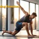 Person performing best stretching exercises for the whole body in a modern fitness studio