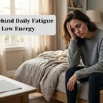 Person experiencing fatigue, low energy, and extreme tiredness indoors