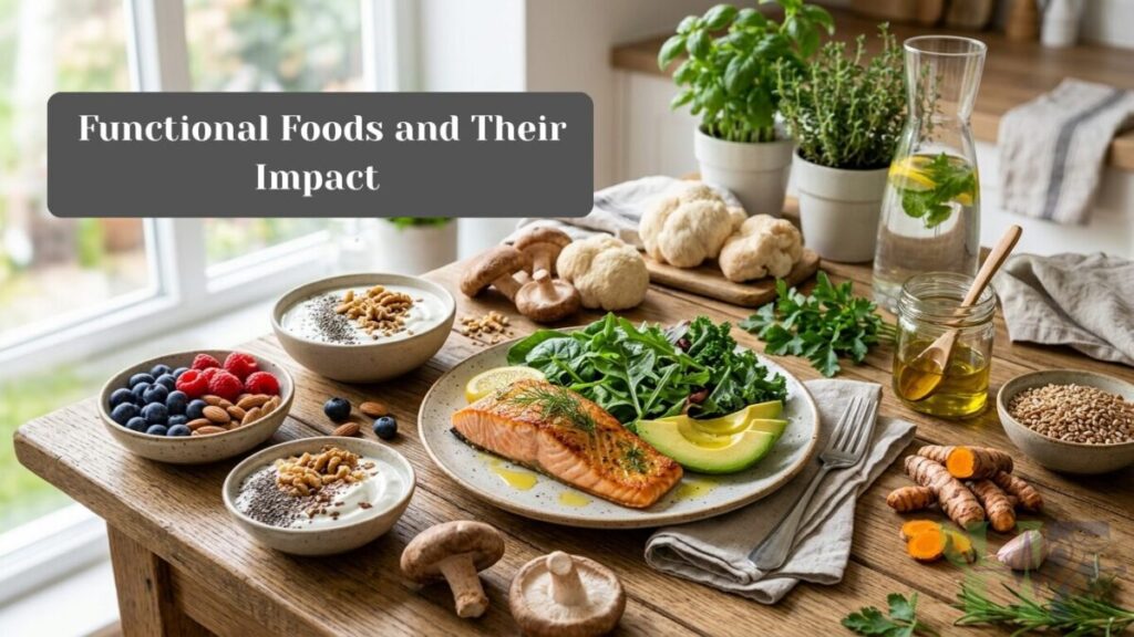 Healthy functional foods arranged naturally for brain health and wellness