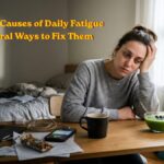 A tired young adult experiencing daily fatigue transitioning into a healthier and more energetic lifestyle with natural wellness habits.