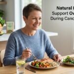 Healthy nutritious foods arranged for supporting strength and well-being during cancer treatment