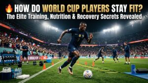 Professional football player training in a FIFA World Cup stadium while following an elite fitness, conditioning, and recovery routine.