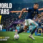 Professional football players warming up and recovering to prevent muscle injuries during the FIFA World Cup.