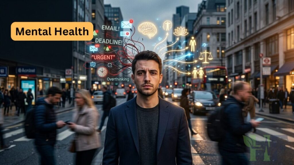 A thoughtful person representing mental health awareness, showing emotional balance, anxiety, depression, and psychological well-being.