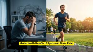 Adult playing sports outdoors to improve mental health, reduce stress, and support emotional well being through physical activity.