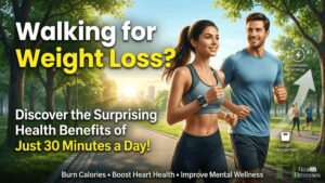 Person walking outdoors for weight loss, fitness, heart health, and overall wellness.