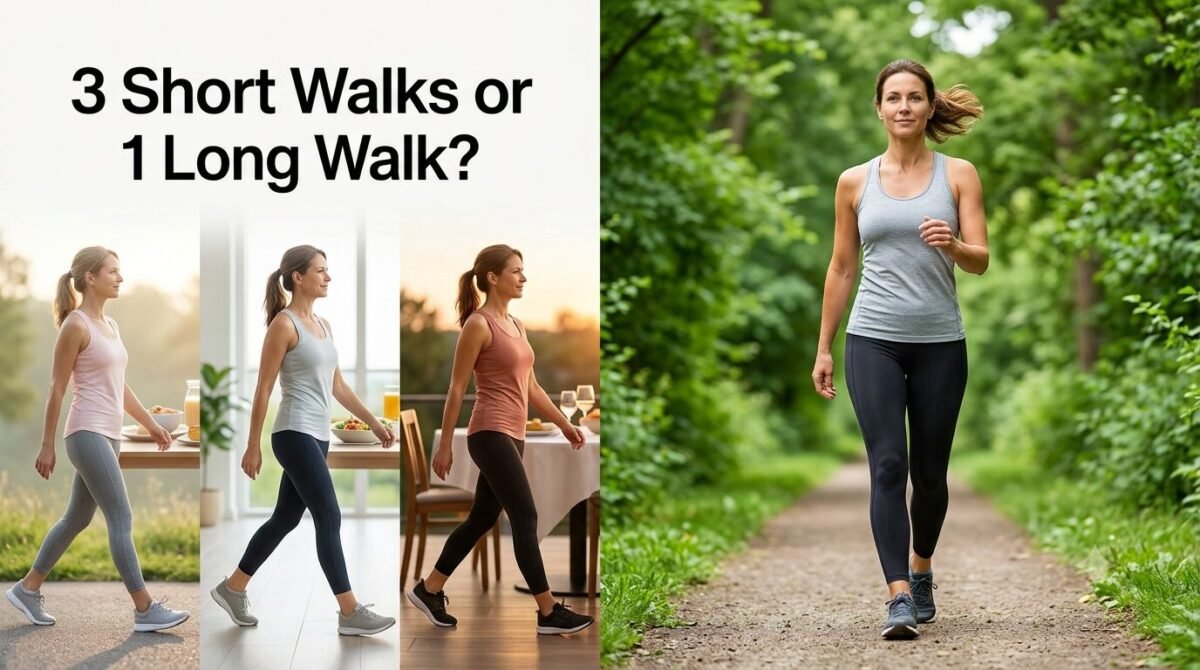 Comparison of three 10-minute walks after meals with one continuous 30-minute walk.