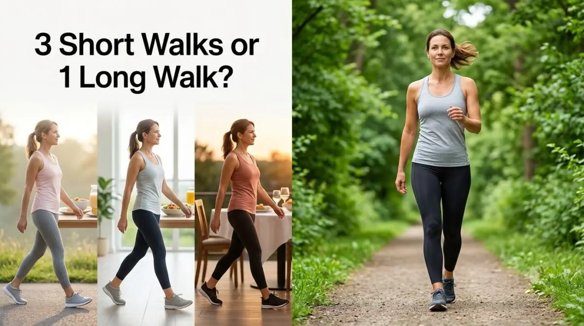 Comparison of three 10-minute walks after meals with one continuous 30-minute walk.
